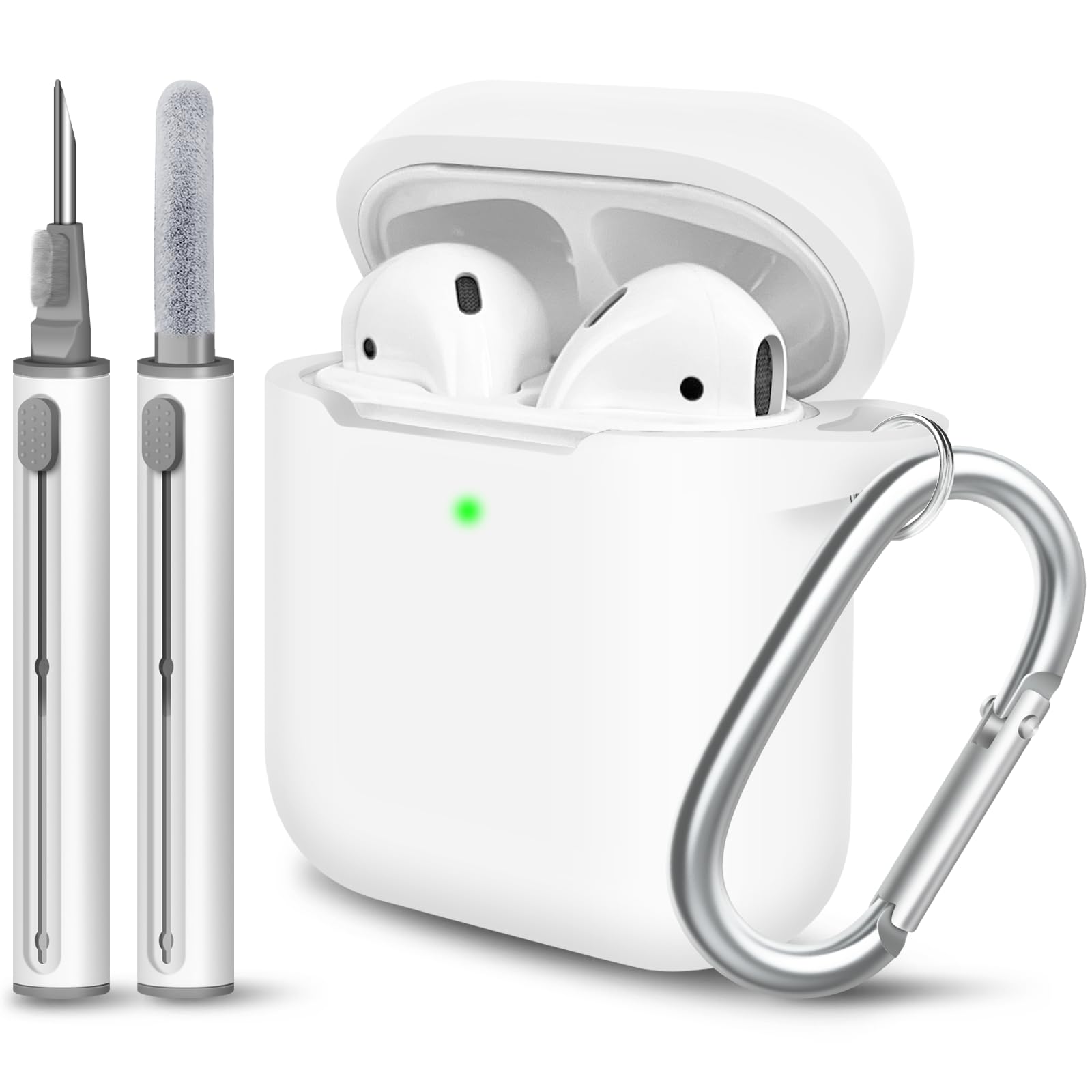 ZORBES AirPods Case AirPods Cover for Apple AirPods 2nd/1st Gen AirPods 2nd Generation Case Soft Silicone Anti-Scratch Protective Cover for AirPods with Carabiner & Earbud Cleaning Brush Kit White ZORBES AirPods Case AirPods Cover for Apple AirPods 2nd/1st Gen AirPods 2nd Generation Case Soft Silicone Anti-Scratch Protective Cover for AirPods with Carabiner & Earbud Cleaning Brush Kit White